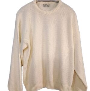Area By Tag Made USA Vtg Sweater Sz  Large Men Off White Fisherman Coastal
